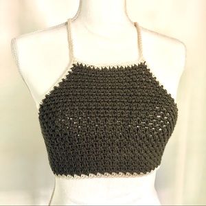 Green Crochet Crop Top